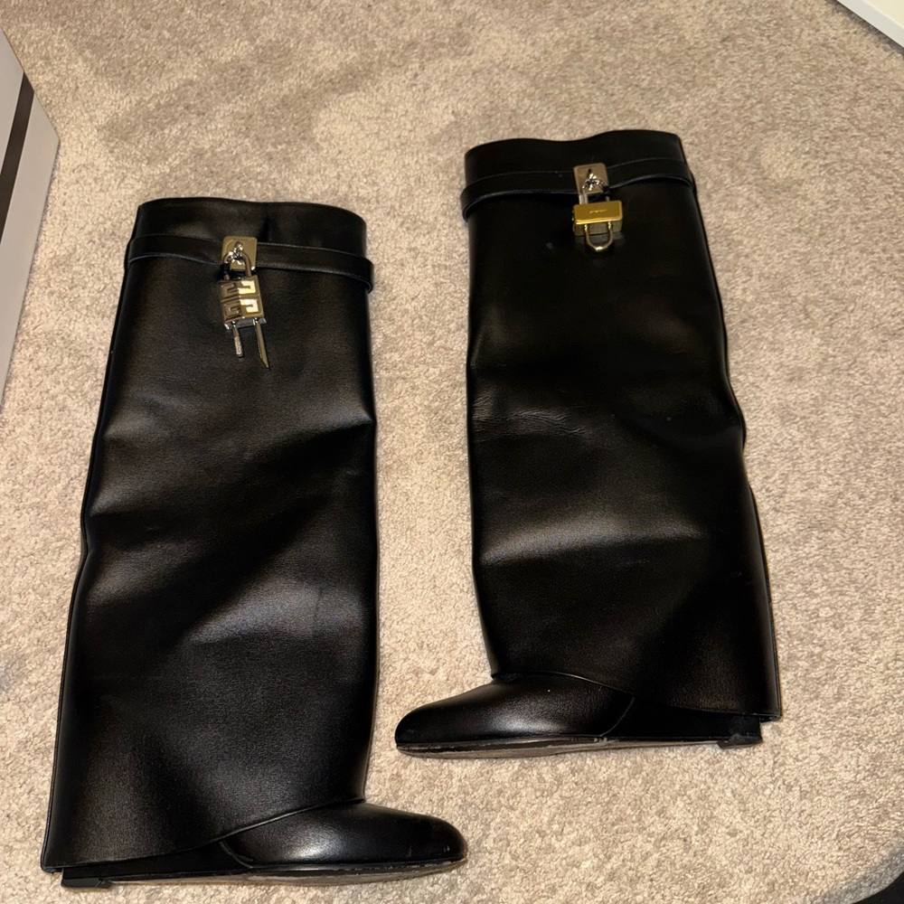 Givenchy Black Shark Lock Leather Boots